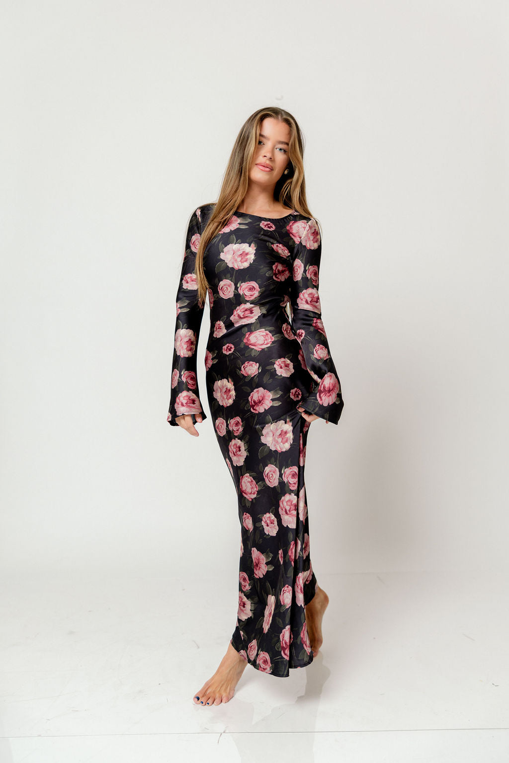 Georgie Maxi Dress in Black Floral