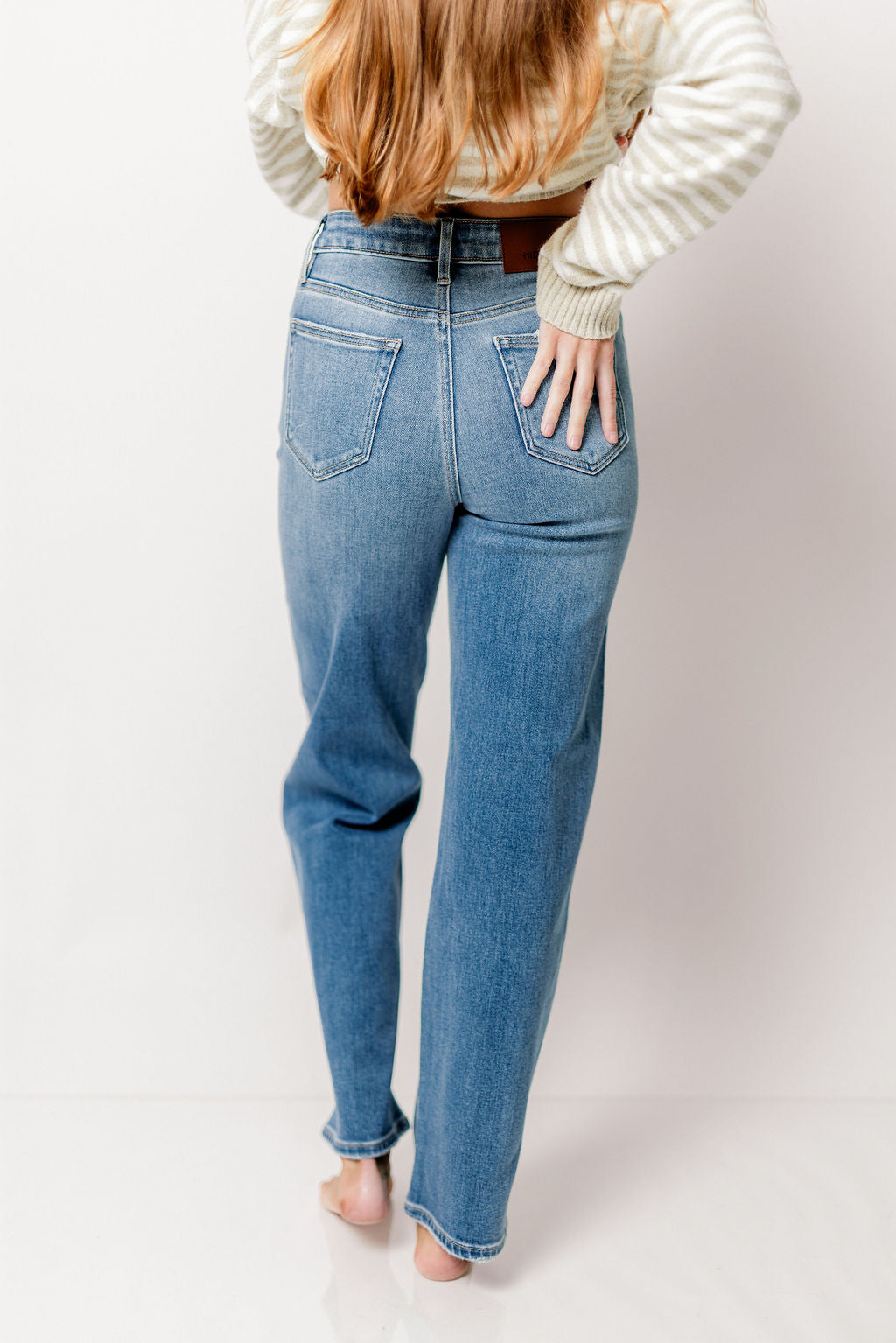 Tracey High Rise Straight Jean with 30” Inseam in Medium Dark