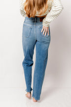 Tracey High Rise Straight Jean with 30” Inseam in Medium Dark