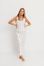 Melrose Floral Button-Up Top and Maxi Skirt Set in Off White *Final-Sale*