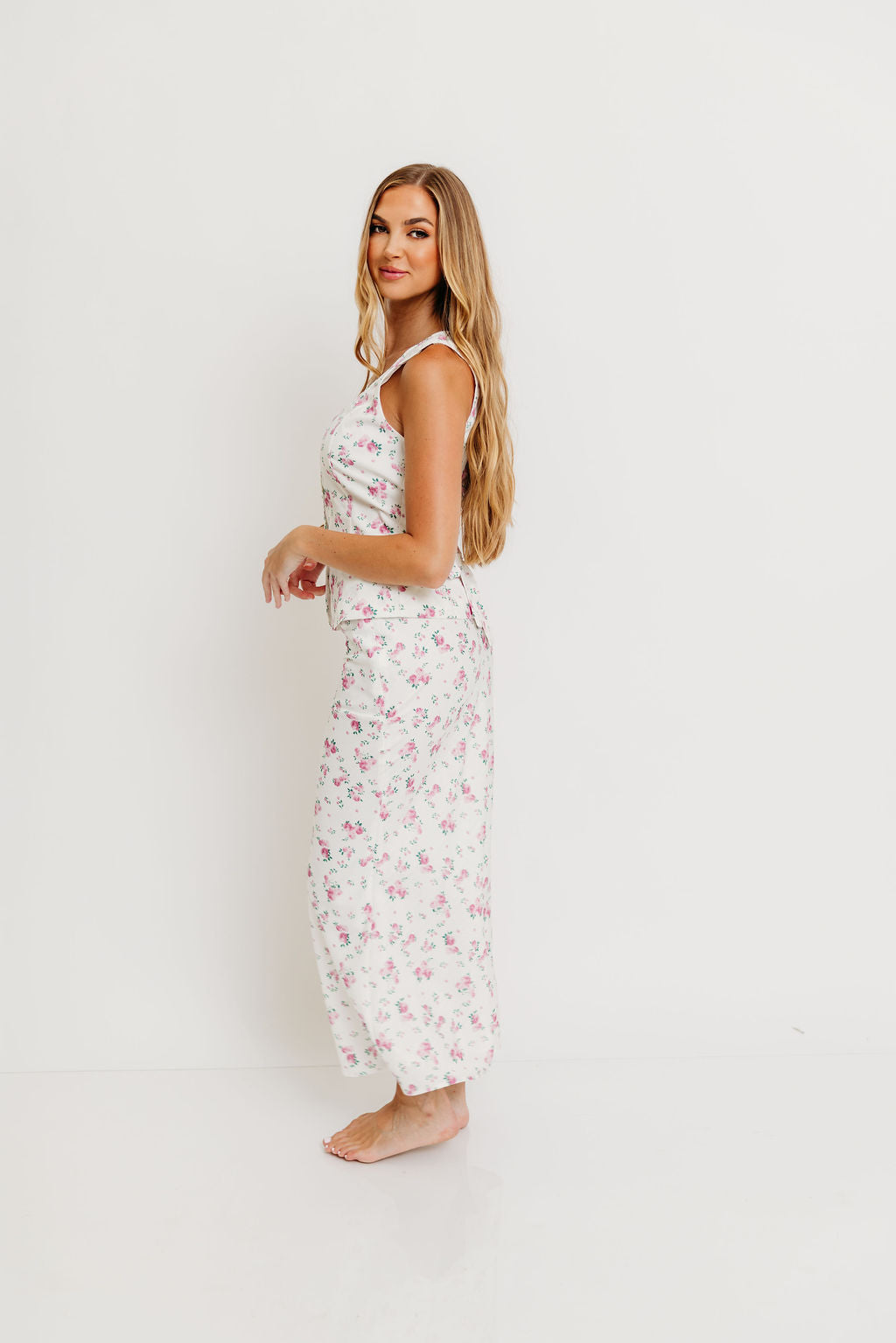 Melrose Floral Button-Up Top and Maxi Skirt Set in Off White *Final-Sale*