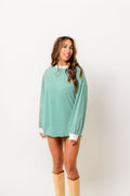 Benni Crew Neck Striped Long Sleeve Top in Apple Green