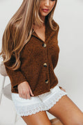Tammy Knitted Lapel Collar Jacket in Camel