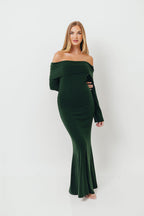 Monroe Maxi Dress with Long Sleeves in Hunter Green- Bump Friendly *Final Sale*