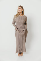 Colette Premium Long Sleeved Ribbed Knit Maxi Dress in Stone - Bump Friendly *Final Sale*