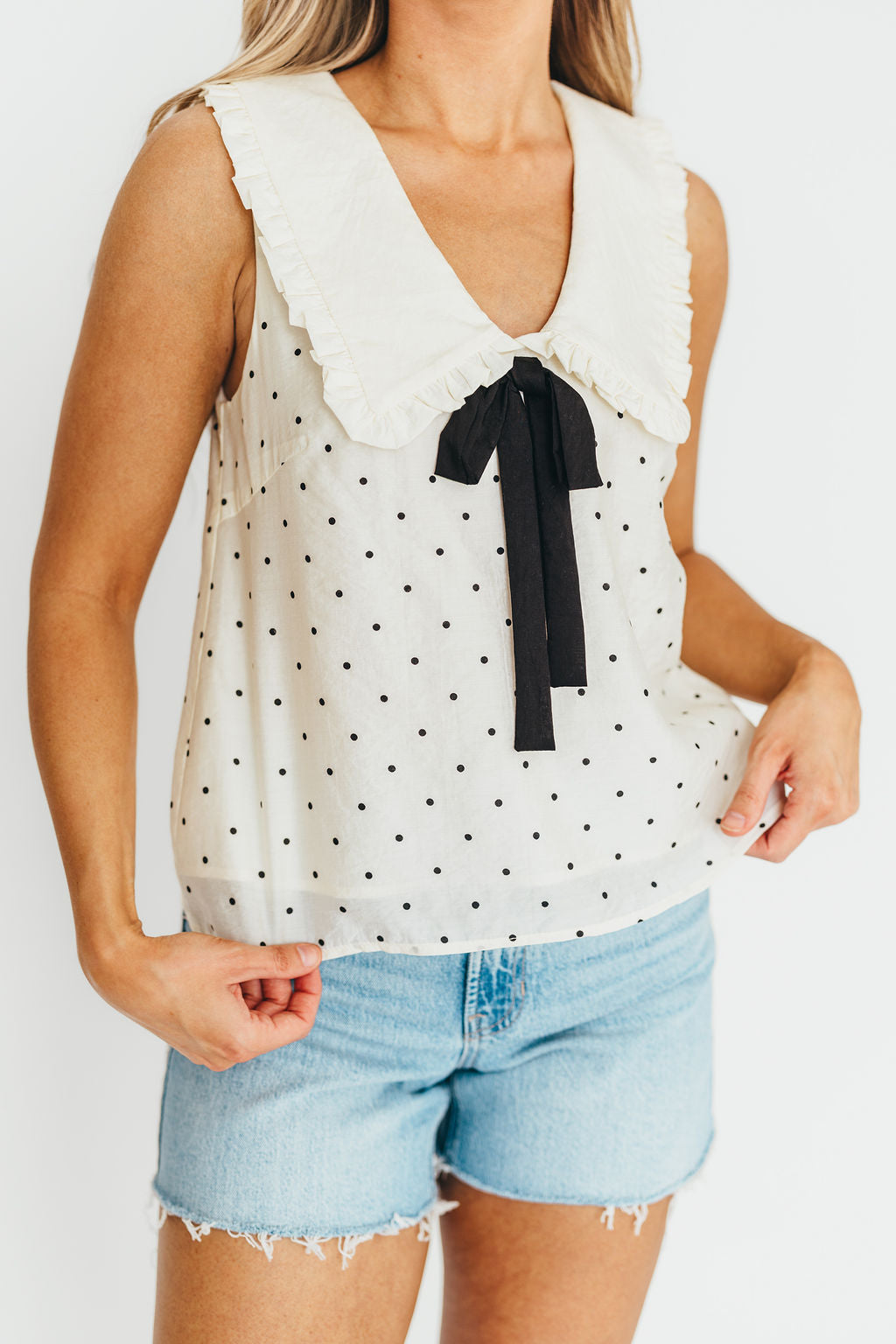 Nelly Polka Dot Blouse in Cream/Black *Final-Sale*