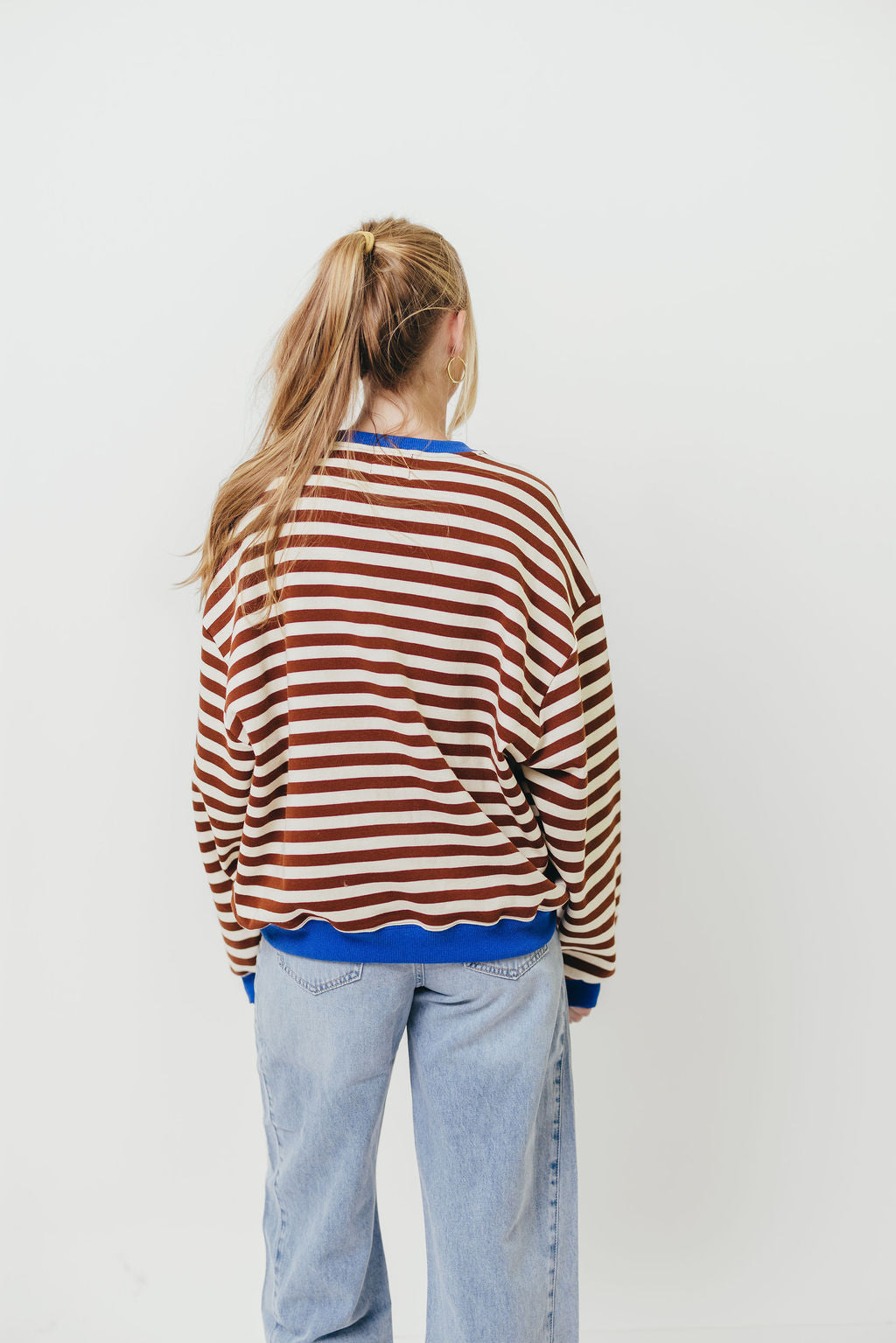 Pierce Striped Henley Pullover in Chocolate Royal
