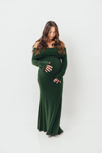 Monroe Maxi Dress with Long Sleeves in Hunter Green- Bump Friendly *Final Sale*