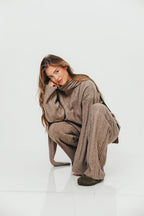 Kenny Ribbed Three Piece Set in Taupe