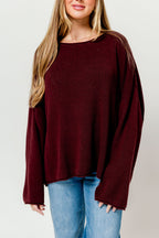 Scarlett Relaxed Boatneck Sweater in Baked Plum