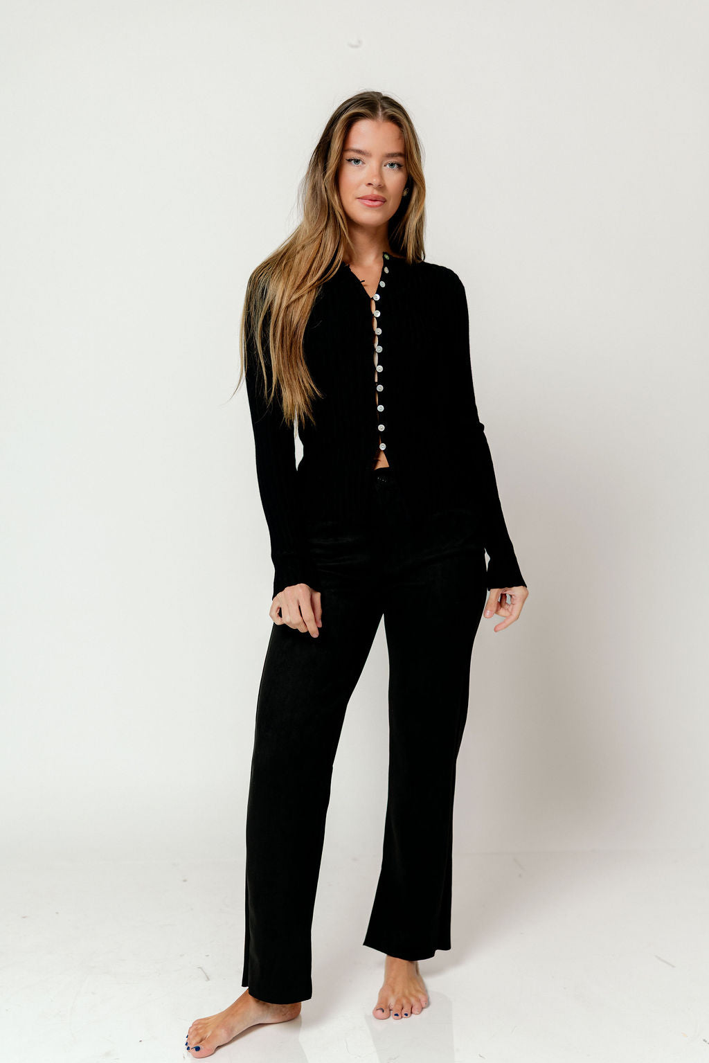 Demi Slim Fit Knit Top in Black