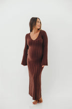 Hearth V-Neck Maxi Dress in Brown - Bump Friendly *Final Sale*