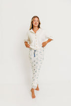 Tyra Floral Mesh Maxi Skirt in Cream