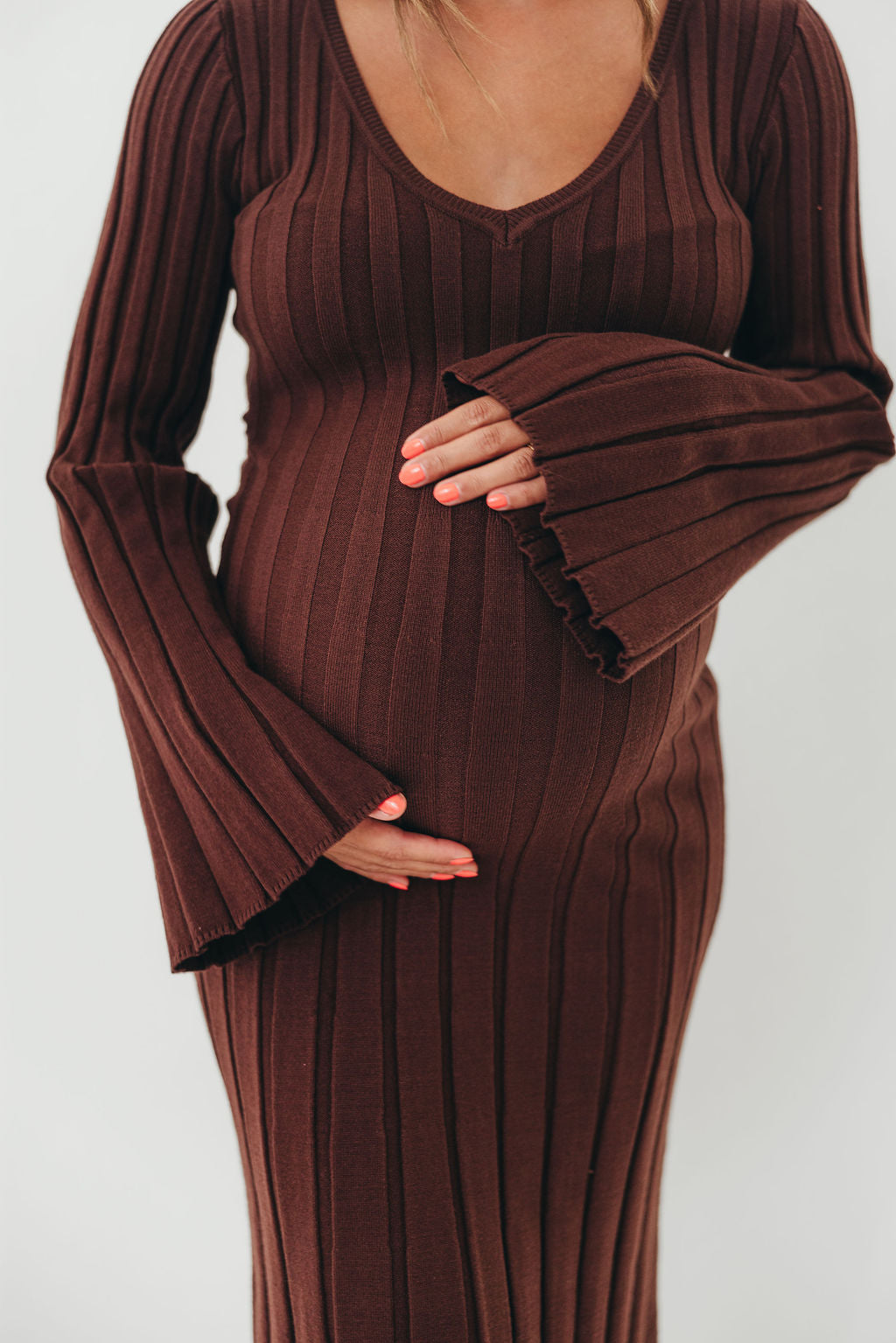 Hearth V-Neck Maxi Dress in Brown - Bump Friendly *Final Sale*