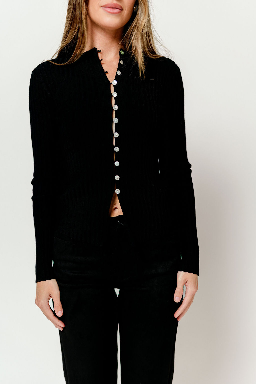 Demi Slim Fit Knit Top in Black