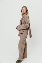 Kenny Ribbed Three Piece Set in Taupe