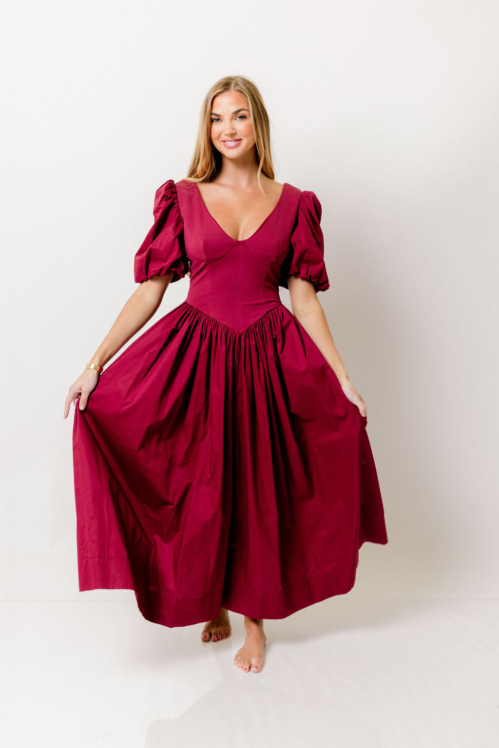 Lyla Midi Dress in Burgundy