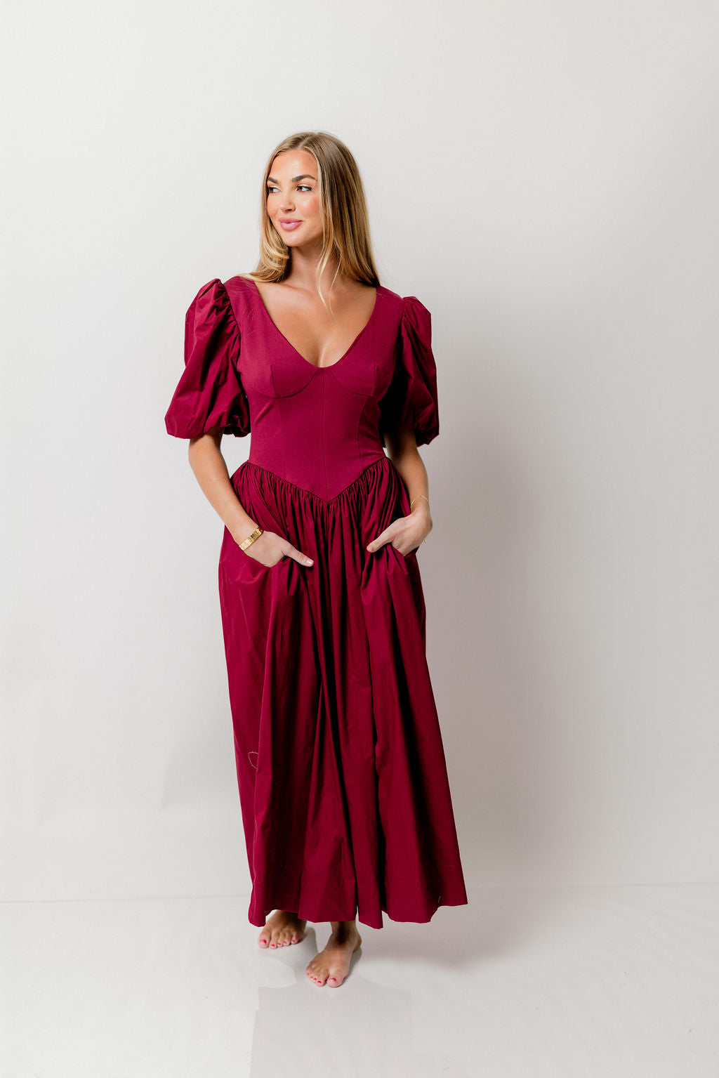 Lyla Midi Dress in Burgundy