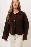 Monica Collared Cardigan Top in Brown