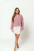 Rachel Oversized Long Sleeve Cardigan in Blush