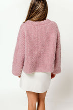 Rachel Oversized Long Sleeve Cardigan in Blush