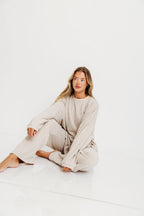 Naomi Oversized Fleece Top in Cream/Grey - Bump Friendly  *Worth Exclusive Print* 12/19 PRE-ORDER