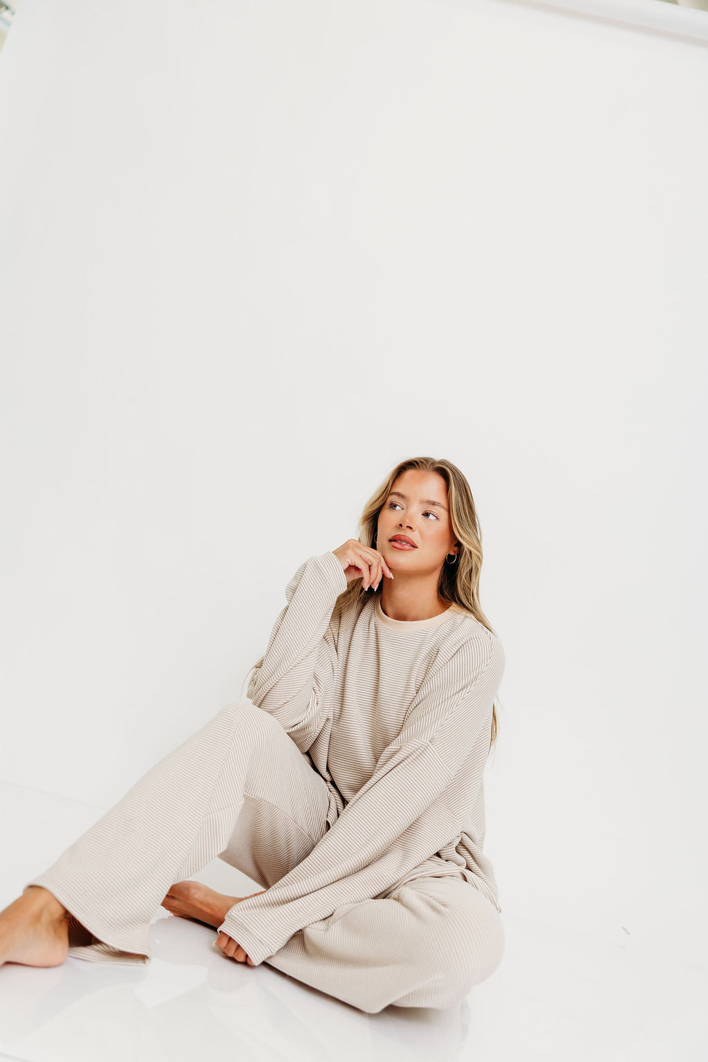 Naomi Oversized Fleece Top in Cream/Grey - Bump Friendly  *Worth Exclusive Print* 12/19 PRE-ORDER
