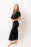 Meli Sweater Dress with Cropped Short Sleeve Cardigan in Charcoal