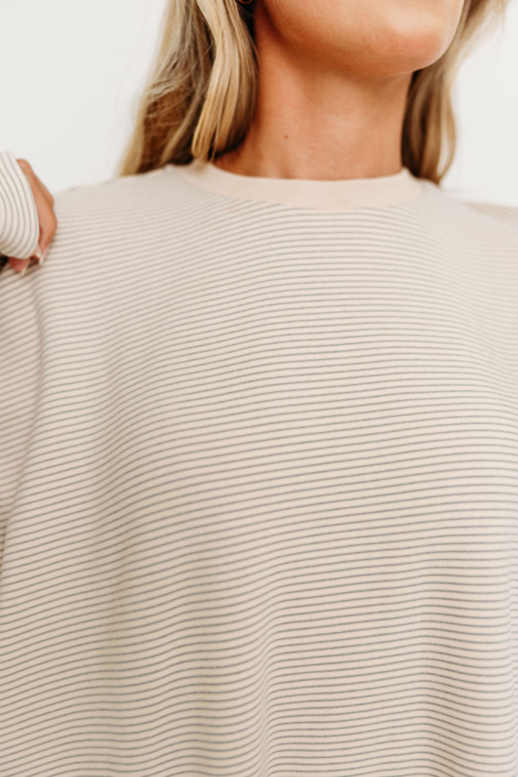 Naomi Oversized Fleece Top in Cream/Grey - Bump Friendly  *Worth Exclusive Print* 12/19 PRE-ORDER