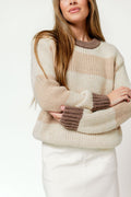 Petey Wide Stripe Sweater in Brown/Tan