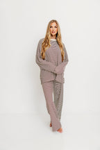 Campbell Striped Fleece Lounge Pants in Brown