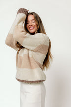 Petey Wide Stripe Sweater in Brown/Tan