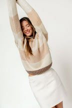 Petey Wide Stripe Sweater in Brown/Tan