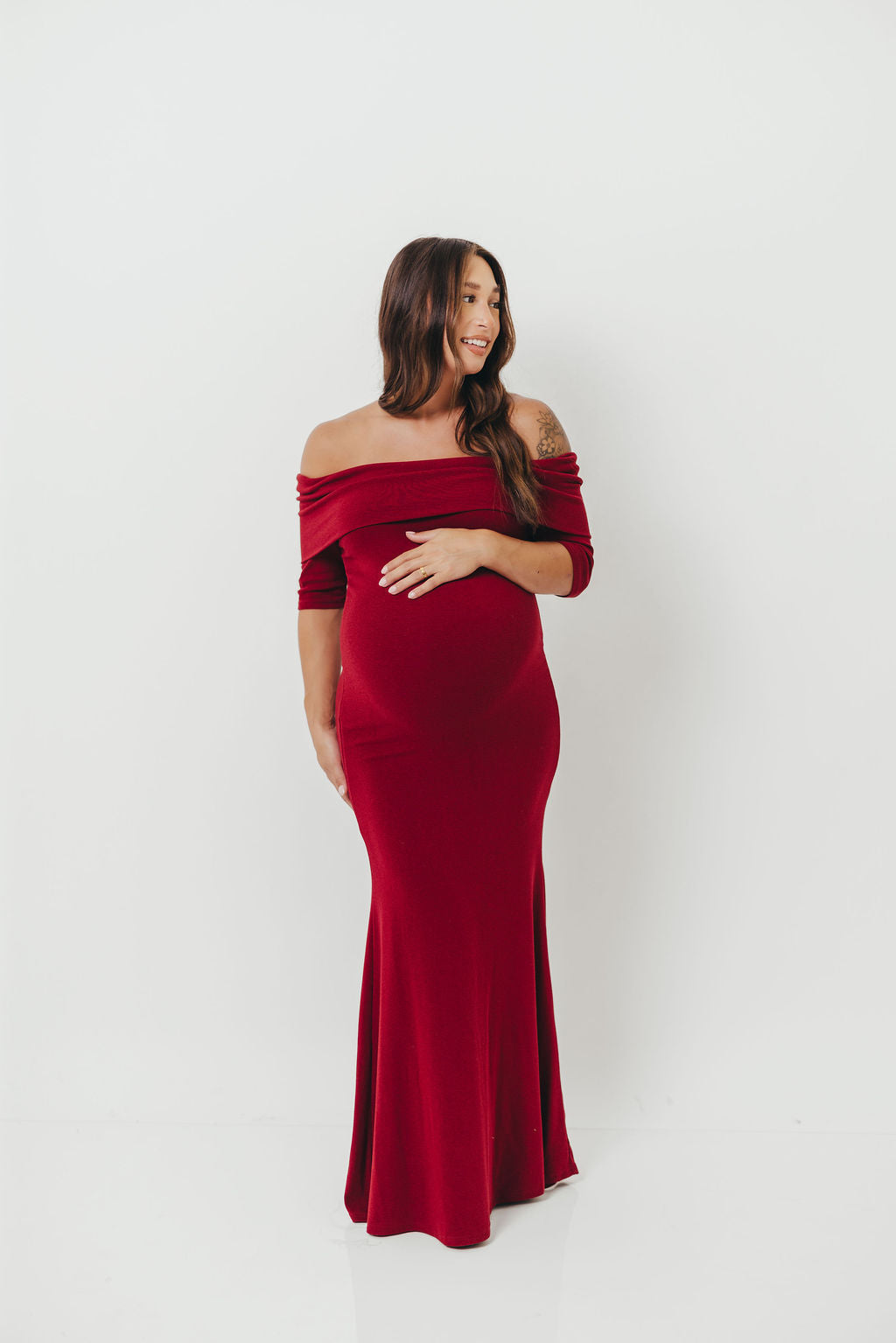 Monroe Half Sleeve Maxi Dress in Red - Bump Friendly *Final Sale*