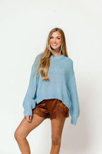 Carmella Balloon Sleeve Sweater in Blue