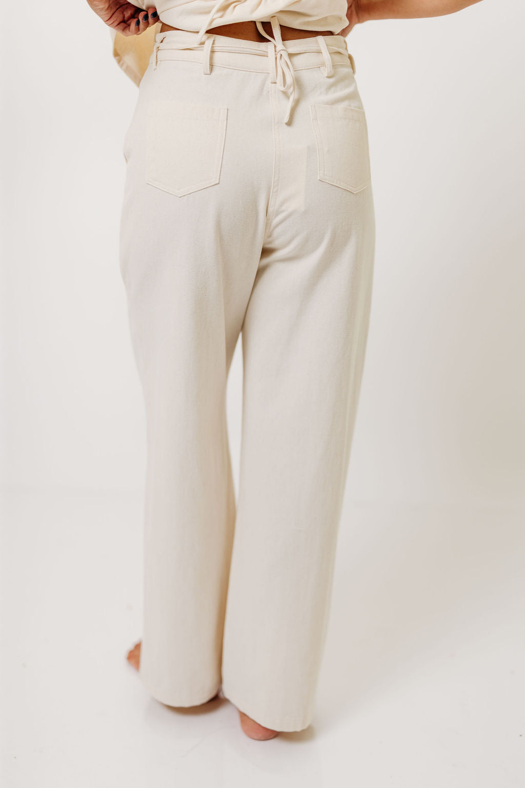 Knightley 100% Cotton Twill Utility Pants in Cream