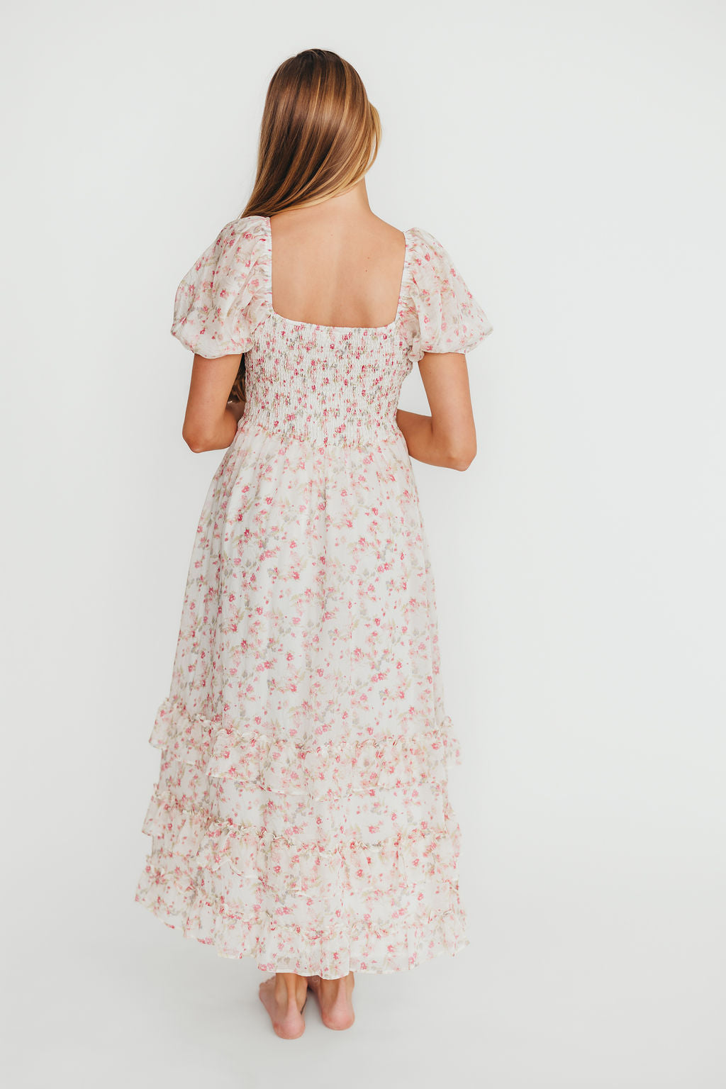 Danielle Corset Maxi Dress in White/Pink Floral *Final-Sale*