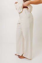 Knightley 100% Cotton Twill Utility Pants in Cream