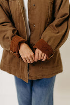 Sable 100% Cotton Field Collared Jacket in Olive Brown