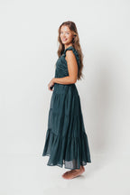 Katy Pleated Bodice Maxi Dress in Deep Teal - Bump Friendly