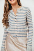 Rae Striped Cardigan Top in Sky Blue/Oat/Grey