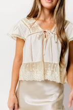 Lexi Lace Trimmed Blouse in Sand