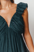 Katy Pleated Bodice Maxi Dress in Deep Teal - Bump Friendly