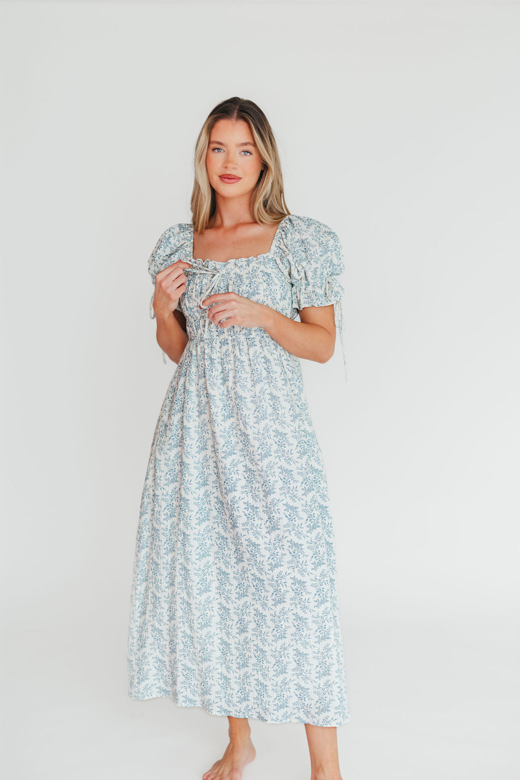 100% Cotton Savanna Steppe Dress in Blue- Bump Friendly & Inclusive Sizing *12/19 PRE-ORDER*