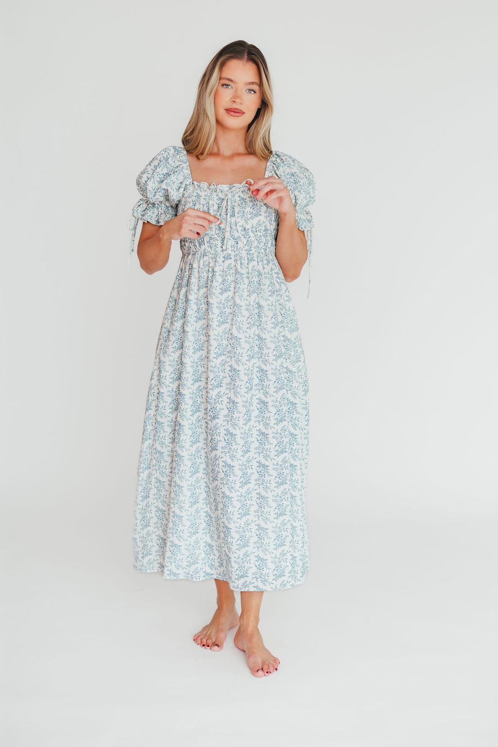100% Cotton Savanna Steppe Dress in Blue- Bump Friendly & Inclusive Sizing *12/19 PRE-ORDER*