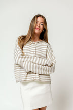 Cove Striped Sweater in Taupe Ivory