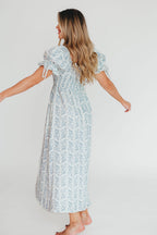 100% Cotton Savanna Steppe Dress in Blue- Bump Friendly & Inclusive Sizing *12/19 PRE-ORDER*
