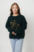 Virginia Embroidered Cowboy Knit Sweater in Deep Forest *Final Sale*