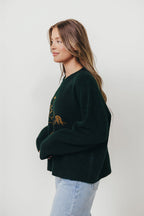 Virginia Embroidered Cowboy Knit Sweater in Deep Forest *Final Sale*