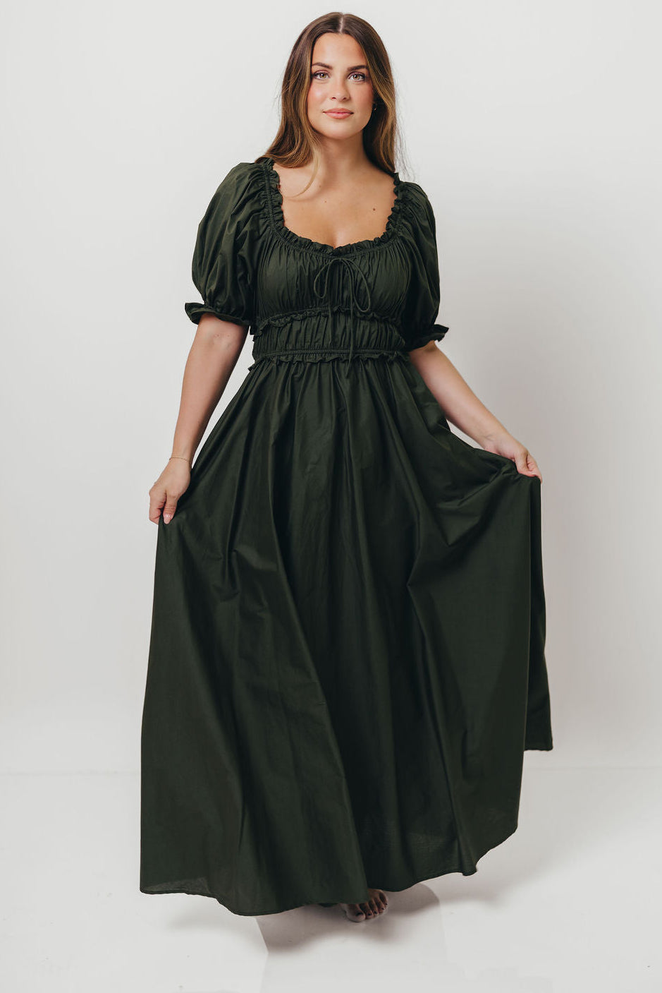 Sydnee Cotton Maxi Dress in Evergreen - Bump Friendly